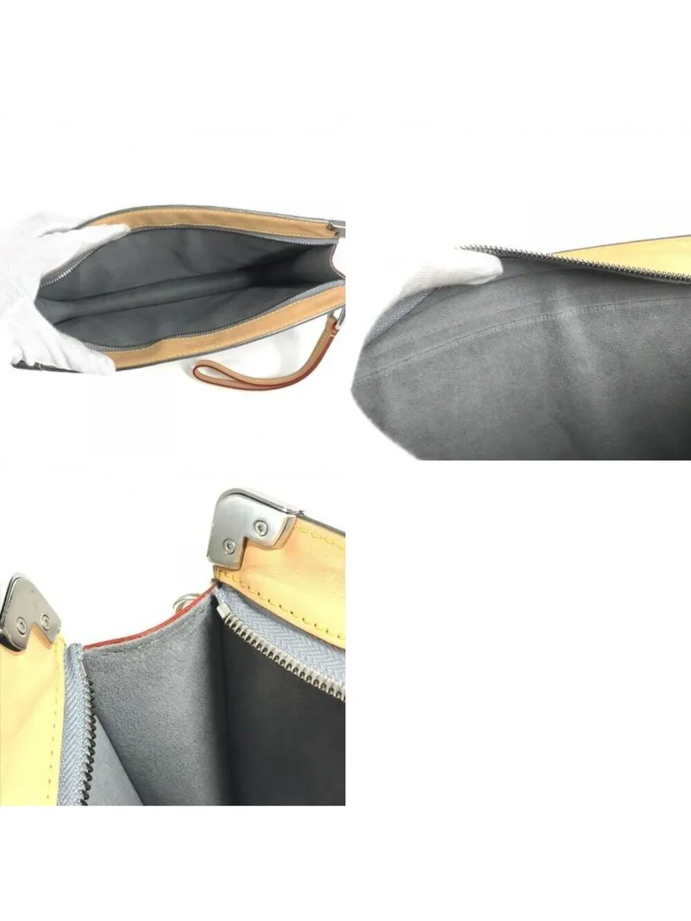 Louis Vuitton Clutch Trunk Pochette Leather Silver